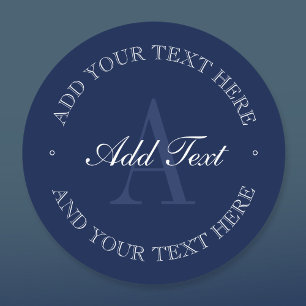 Etiquetas Elegante Marinho azul e branco monograma impermeáv