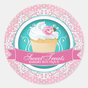 Etiquetas elegantes da caixa da padaria do cupcake