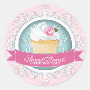 Etiquetas elegantes da caixa da padaria do cupcake