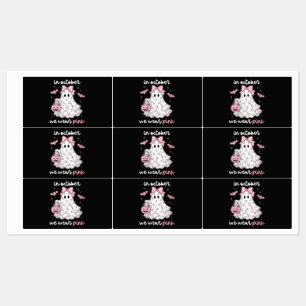 Etiquetas em Outubro Usamos Rosa Fantasma Halloween