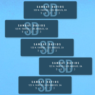 Etiquetas Endereço Azul Ousado Moderno à Prova d'água