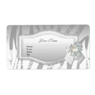 Etiquetas Endereço Casamento Floral Prata Elegante