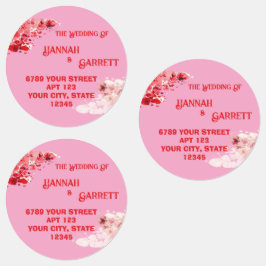 Etiquetas Endereço de Casamento Floral Rosa Romântico