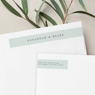 Etiquetas Endereço de devolução de casamento azul-verde Icy
