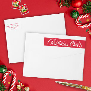Etiquetas Endereço de Devolução de Natal do Script Vermelho