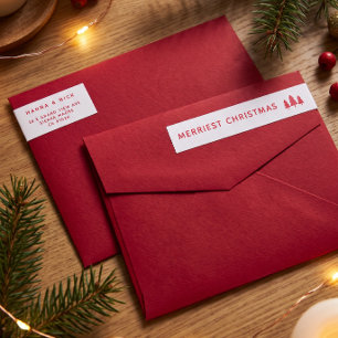 Etiquetas Endereço de Natal Branco e Vermelho Limpo