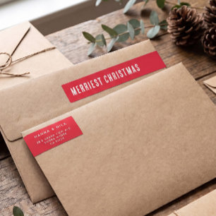 Etiquetas Endereço de Natal Vermelho Limpo