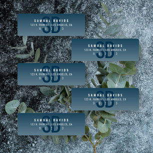 Etiquetas Endereço de Ombro Azul Moderno e Estanque à Prova 