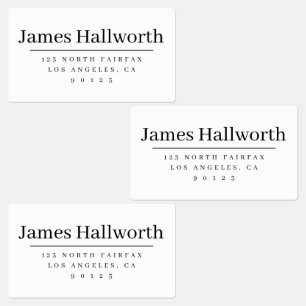 Etiquetas Endereço de retorno moderno simples preto e branc