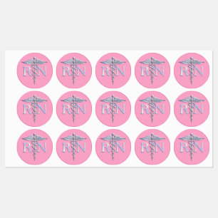Etiquetas Enfermeira Registrada Caduceu RN em Rosa Pink