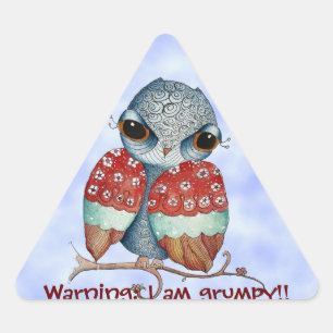 Etiquetas engraçadas da coruja mal-humorada