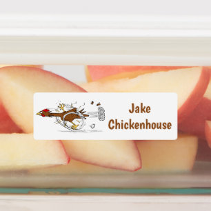 Etiquetas Engraçado executando desenho legal de frango perso