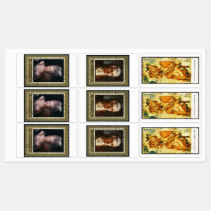 Etiquetas Envelope de Casamento com Selos Postais Vintage pa