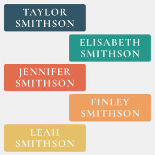 Etiquetas Escola de Nome Personalizado de Cores Retroativas 