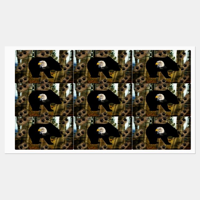Etiquetas Estampas do Urso Negro (Folha)