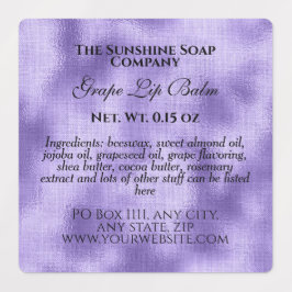 Etiquetas Estilo de vinheta, impermeável, sabão roxo, tecido