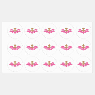 Etiquetas Estilo Decorativo, Rosa Quente, Latão Antiquado