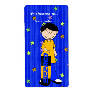 Etiquetas Etiquetas Bookplate Boy Skateboard
