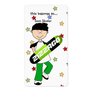 Etiquetas Etiquetas Bookplate Boy Skateboard