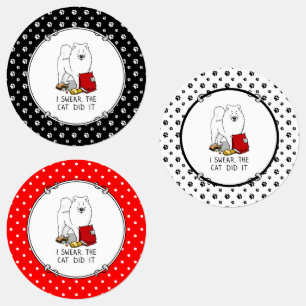 Etiquetas Eu Juro Que O Gato Samoyed Cachorro Engraçado