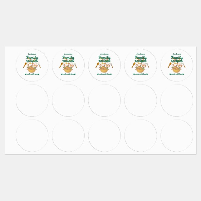 Etiquetas Family Recipes Kitchen Stickers (Folha)