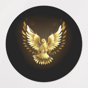 Etiquetas Faux Gold Foil Peace Dove em Preto
