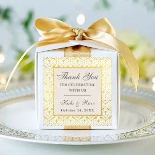 Etiquetas Favor de Presente de Volta Floral Dourado Art Deco