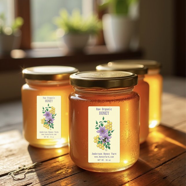 Etiquetas Fazenda Amarelo-Lavanda das abelhas (Criador carregado)