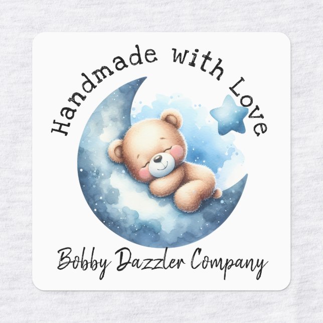Etiquetas Feita à mão com amor - Urso de Teddy Bonito (Design 1)
