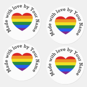 Etiquetas Feito com Amor por Você Orgulho Gay Coração de Fer