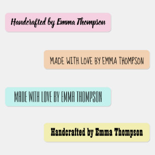Etiquetas Feito com nome personalizado amor da cor