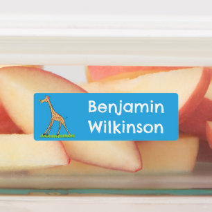 Etiquetas Feliz girafa com cartoon de borboleta personalizad