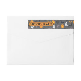 Etiquetas Feliz Halloween Fantasmas bonitos e Pumpkins Wrap