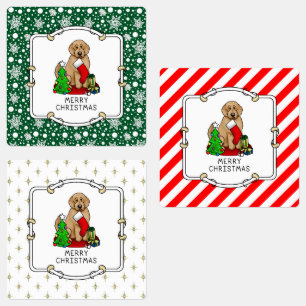 Etiquetas Feliz Natal 2 Goldendoododle (ouro vermelho)