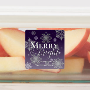 Etiquetas Feliz roxa e Floco de Neve Brilhante Baking