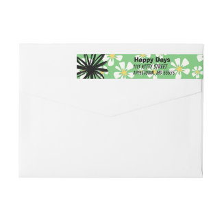 Etiquetas Felizes flores brancas em fundo verde