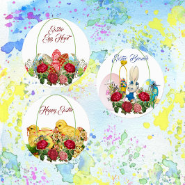 Etiquetas Felz pascoa Brunch Ovo Caça Greenery Multipropósit