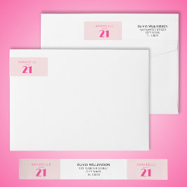 Etiquetas Festa de Aniversário Rosa Moderno 21 Vinte e Um