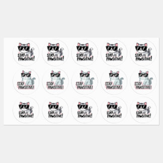 Etiquetas Fiquem Pawsitivos! Gala de gato bonito - Divertida