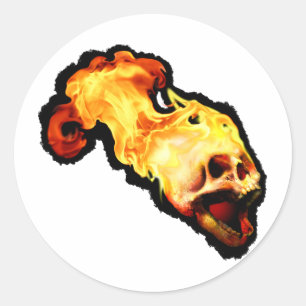 Etiquetas flamejantes do crânio