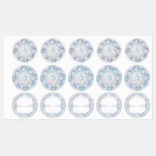 Etiquetas Floco de &neve azul de rendas cerâmico