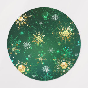 Etiquetas Flocos de neve do Ouro Xmas em segundo plano