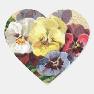 Etiquetas florais do coração dos Pansies colorid