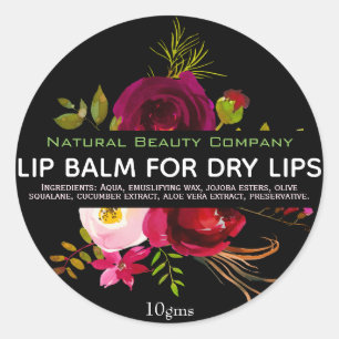 Etiquetas Florais Pretas Para Potes De Lip Balms