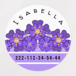 Etiquetas floral Amarelo-roxo, teste padrão, flores