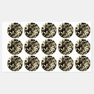 Etiquetas Floral Antiquado ouro com Borboletas