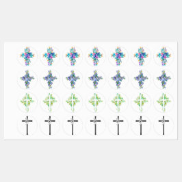 Etiquetas Floral Cross Iron-on Labels