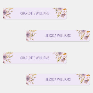 Etiquetas Floral de Lavanda giro de volta às crianças da esc