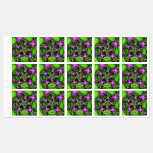 Etiquetas Flores Fractais Rosa Verde Moderno Abstrato Nome