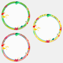 Etiquetas Flower Wreath Colorful Country Watersafe Labels